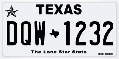TX license plate DQW1232