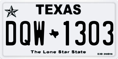 TX license plate DQW1303