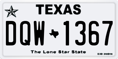 TX license plate DQW1367