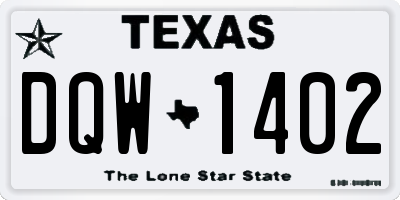TX license plate DQW1402