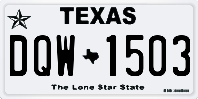 TX license plate DQW1503
