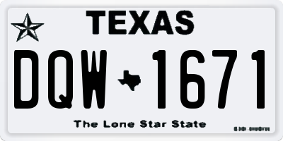 TX license plate DQW1671