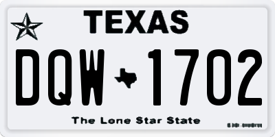 TX license plate DQW1702