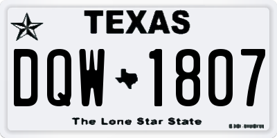 TX license plate DQW1807