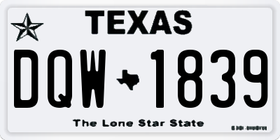 TX license plate DQW1839