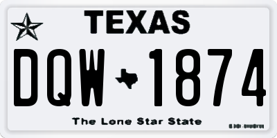 TX license plate DQW1874