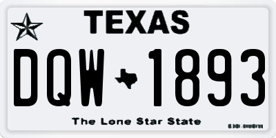 TX license plate DQW1893