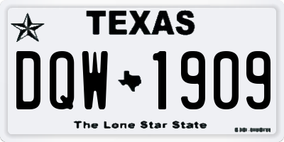 TX license plate DQW1909