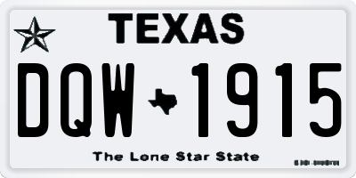 TX license plate DQW1915