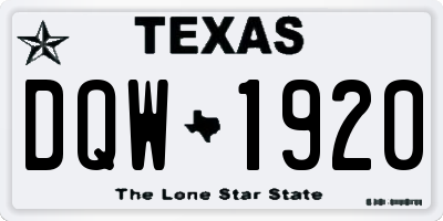 TX license plate DQW1920