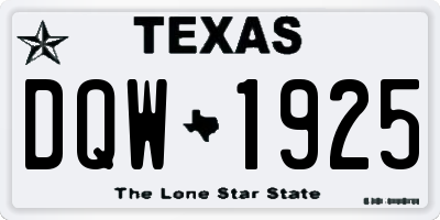 TX license plate DQW1925