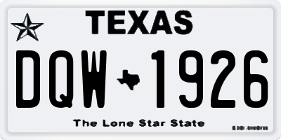 TX license plate DQW1926