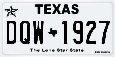 TX license plate DQW1927