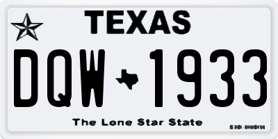 TX license plate DQW1933