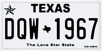 TX license plate DQW1967