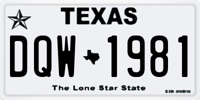 TX license plate DQW1981