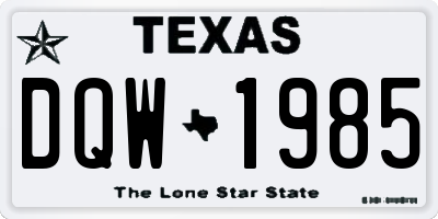 TX license plate DQW1985