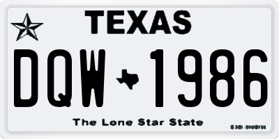 TX license plate DQW1986