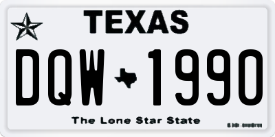 TX license plate DQW1990