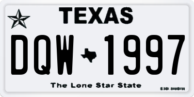 TX license plate DQW1997