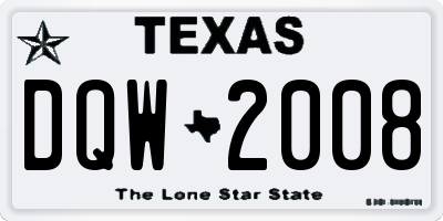 TX license plate DQW2008