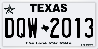 TX license plate DQW2013