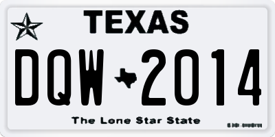 TX license plate DQW2014