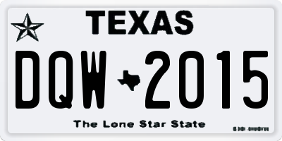 TX license plate DQW2015