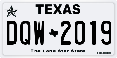 TX license plate DQW2019