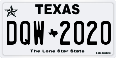 TX license plate DQW2020