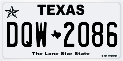 TX license plate DQW2086
