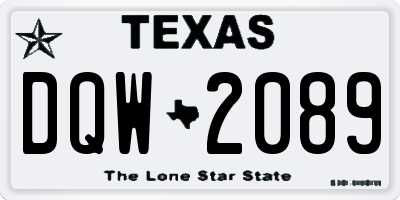 TX license plate DQW2089