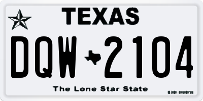 TX license plate DQW2104