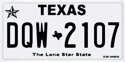 TX license plate DQW2107
