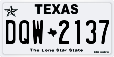 TX license plate DQW2137