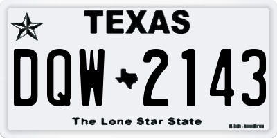 TX license plate DQW2143