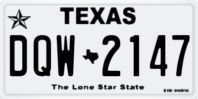 TX license plate DQW2147