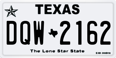 TX license plate DQW2162
