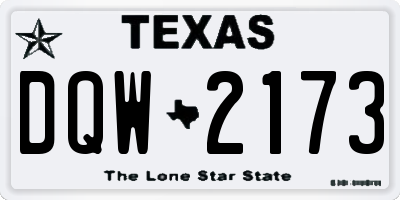 TX license plate DQW2173