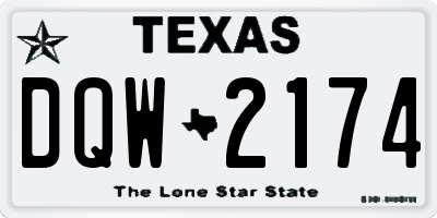 TX license plate DQW2174