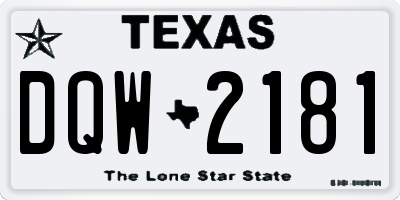 TX license plate DQW2181