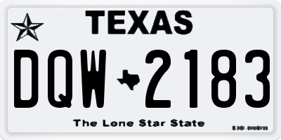TX license plate DQW2183