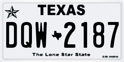 TX license plate DQW2187