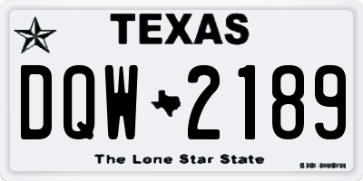 TX license plate DQW2189