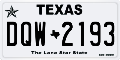 TX license plate DQW2193