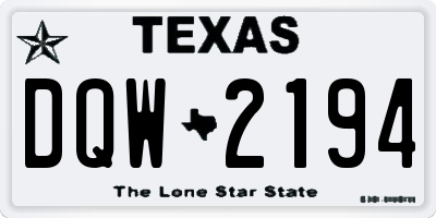 TX license plate DQW2194