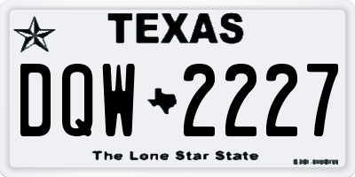 TX license plate DQW2227