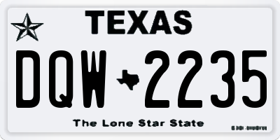 TX license plate DQW2235