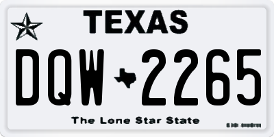 TX license plate DQW2265