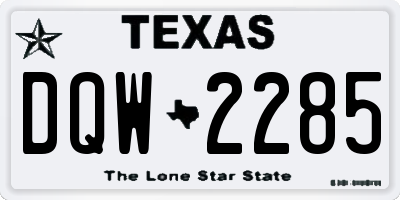 TX license plate DQW2285